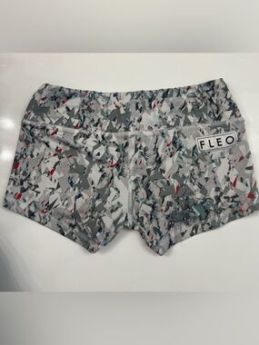 Fleo Women’s Gray Confetti Athletic Shorts with Multi-Color Flecks